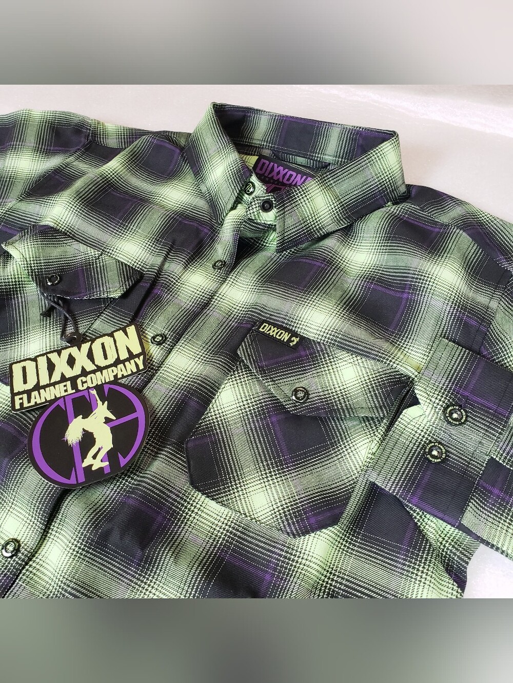 NWT Women's Dixxon Dimebag Darrell Women's Large Glow In The Dark Flannel Shirt